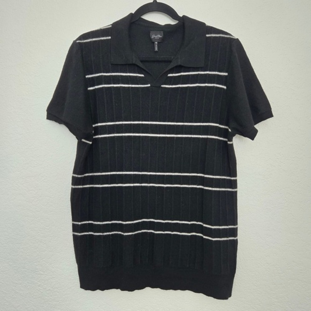 Good Man Brand XL Merino Wool Striped Knit Polo‎ Shirt Short Sleeve